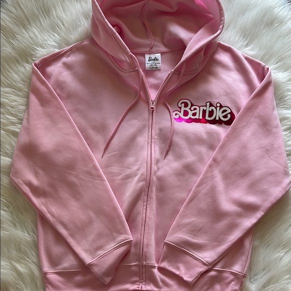 Barbie Pink Zip-Up Hoodie Sweatshirt - Picture 1 of 3